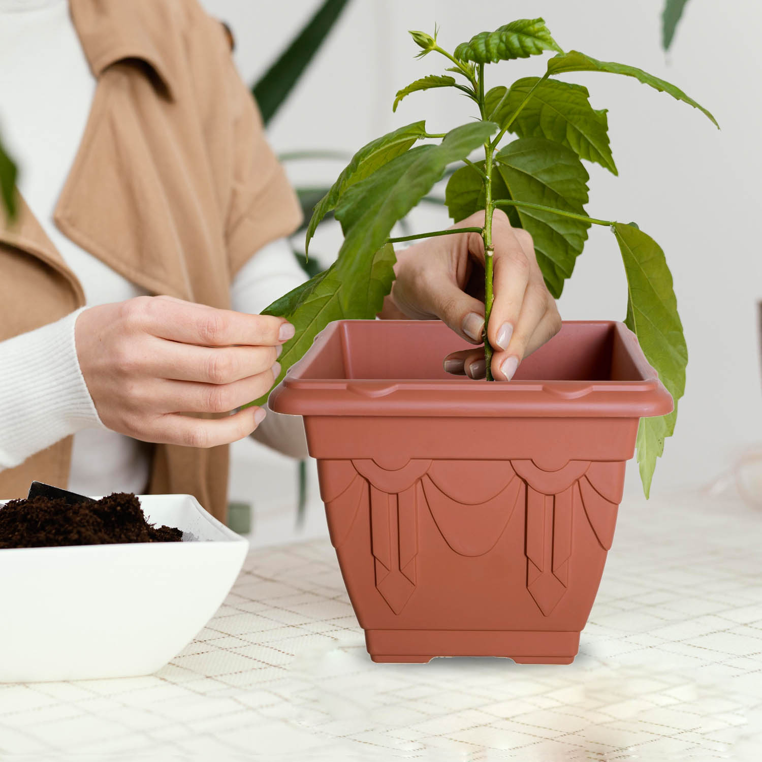 Venetian Plant Pot Garden Flower Pots Herb Planter & Saucer Tray Plants Holder - Picture 34 of 35