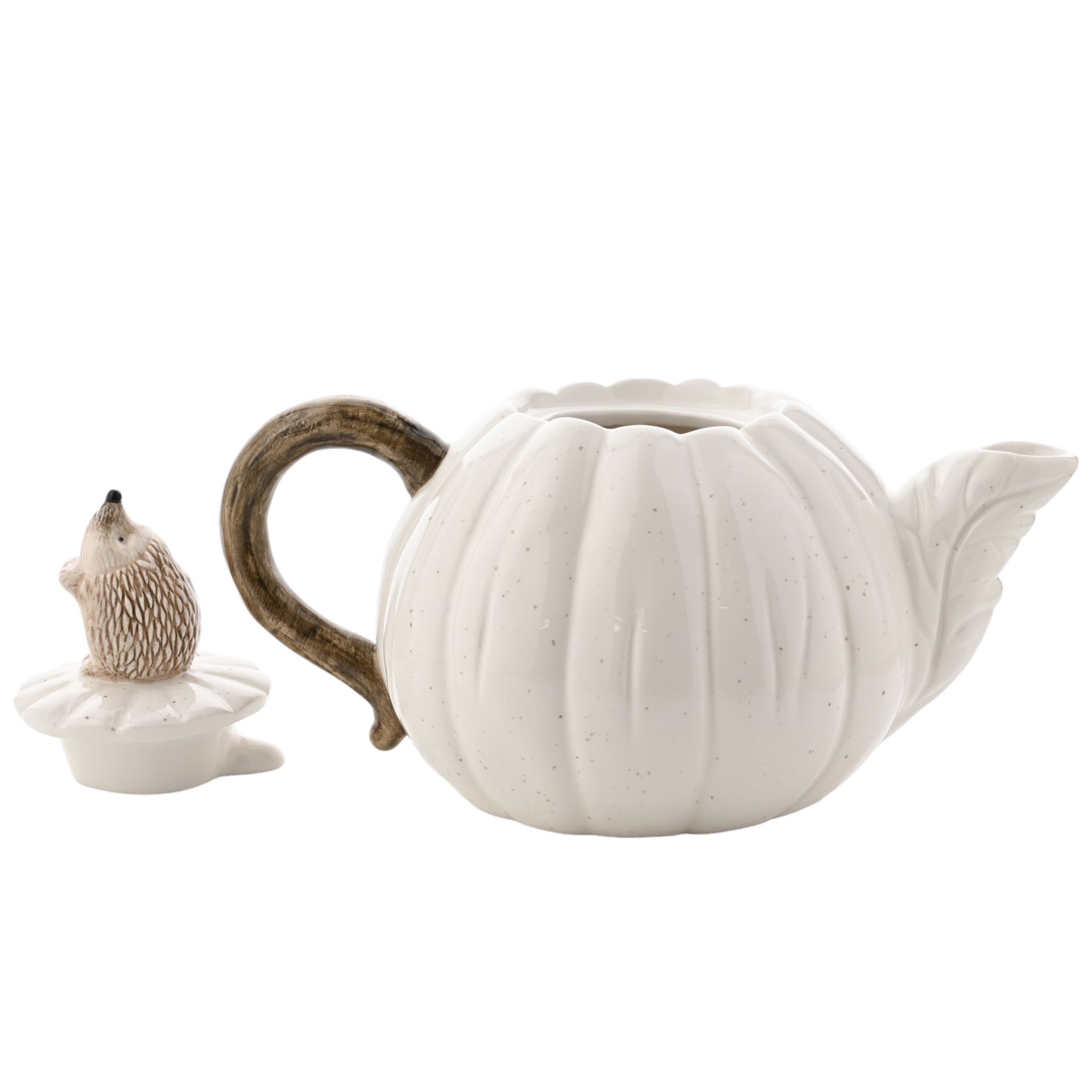 Keramik Teekanne Becher Salz & Pfeffer 3D Igel weiß Kürbis Design Country Living - Bild 14 von 15