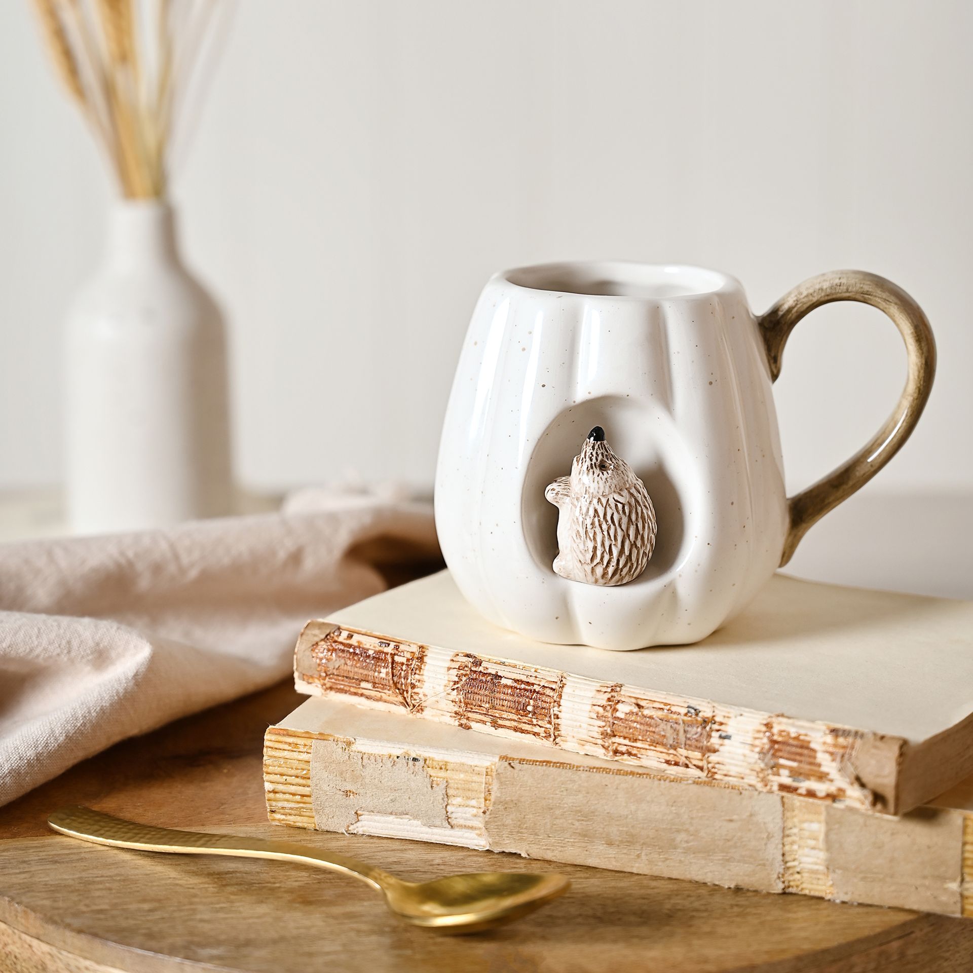 Keramik Teekanne Becher Salz & Pfeffer 3D Igel weiß Kürbis Design Country Living - Bild 6 von 15