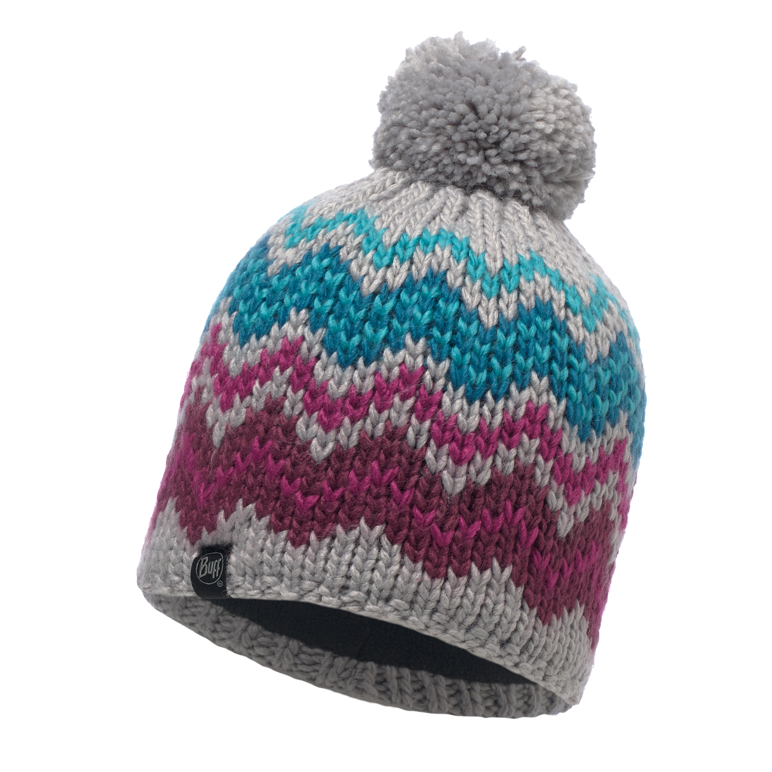 Buff Ski Danke Primaloft Knitted Beanie Bobble Hat Light Grey
