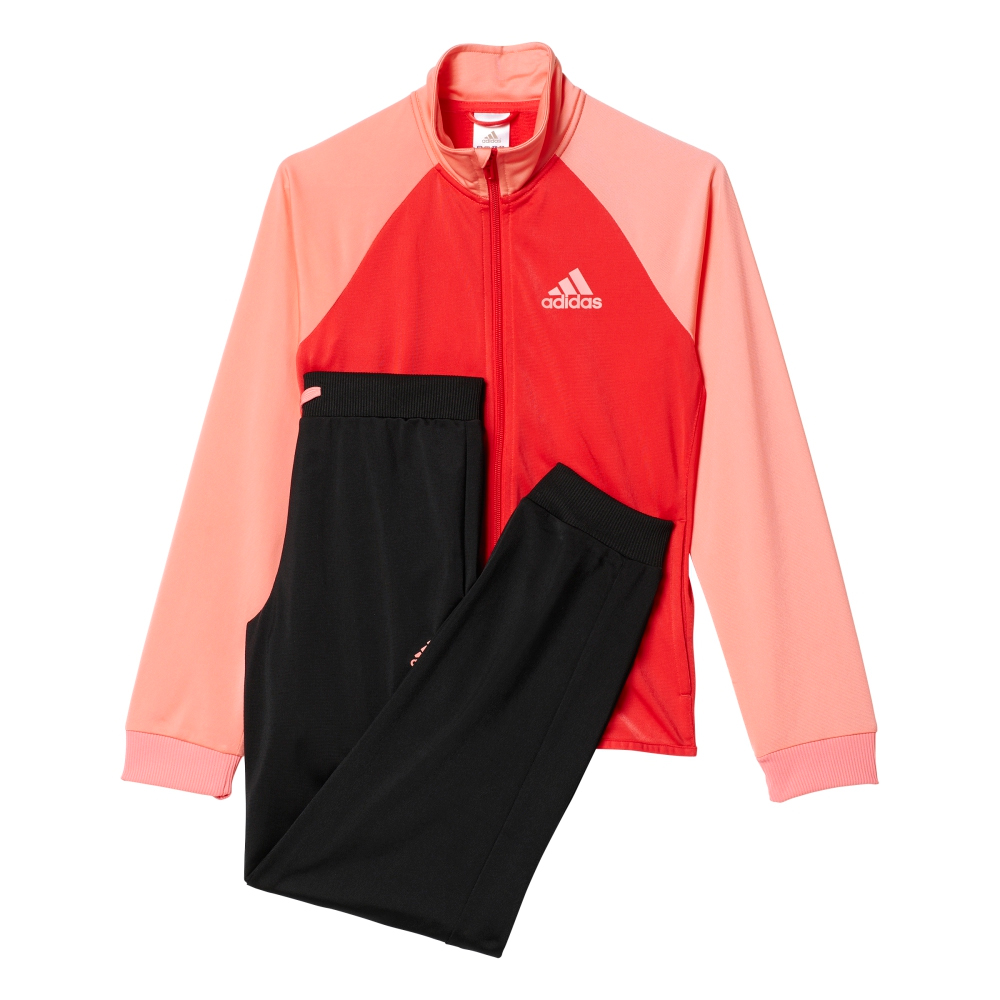 adidas Entry Kids Girls Sports Tracksuit Set Pink / Black