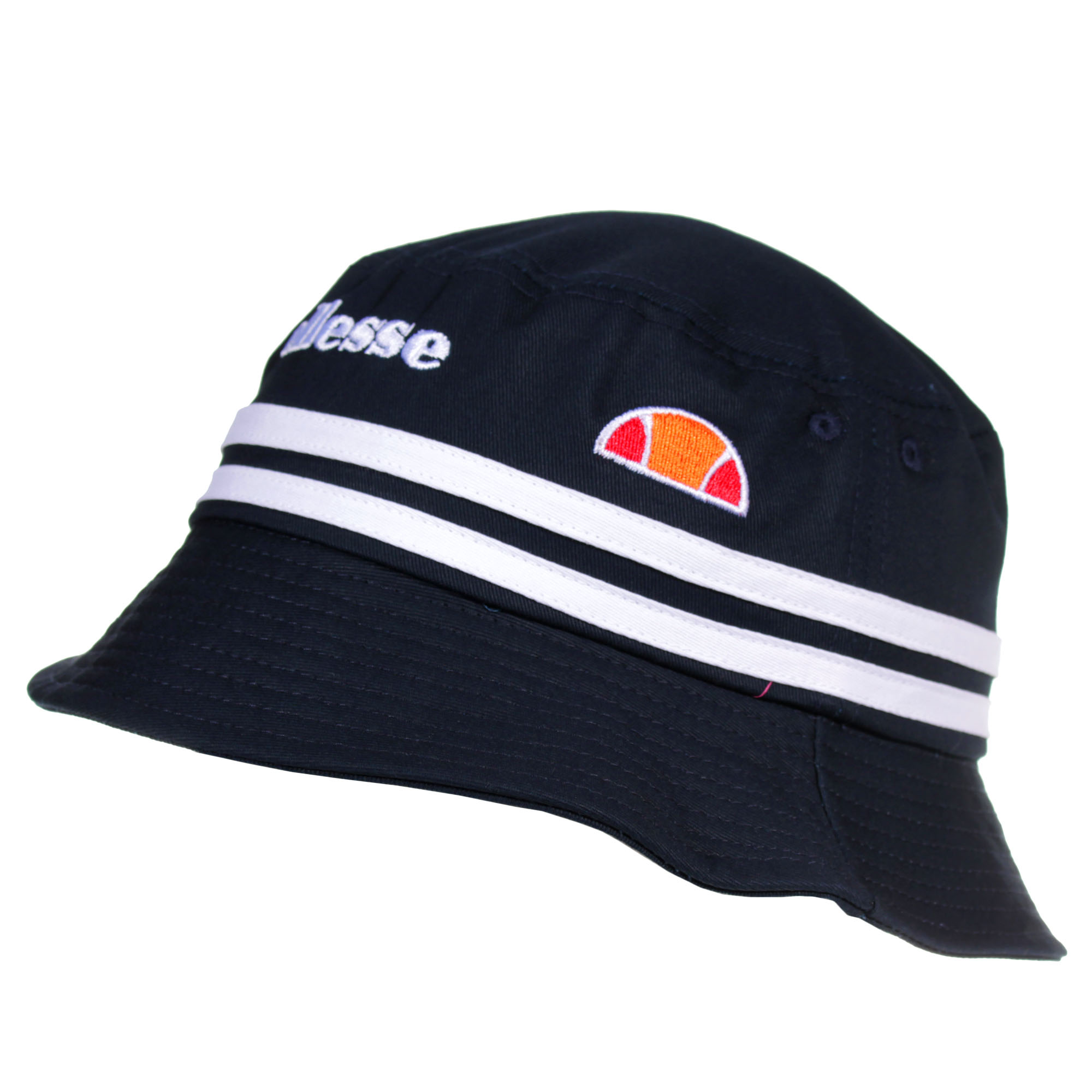 Chapeau De Pêcheur Ellesse - 100% Coton à Rayures - Logo Brodé - Style Décontracté