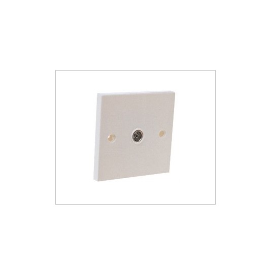 Single TV Aerial Coax Wall Plate 1 Gang Flush Socket by Dencon Standard