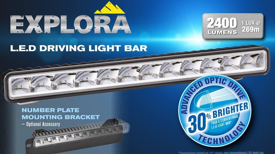 Narva Explora LED Light Bar with matching Narva Alloy Number Plate
