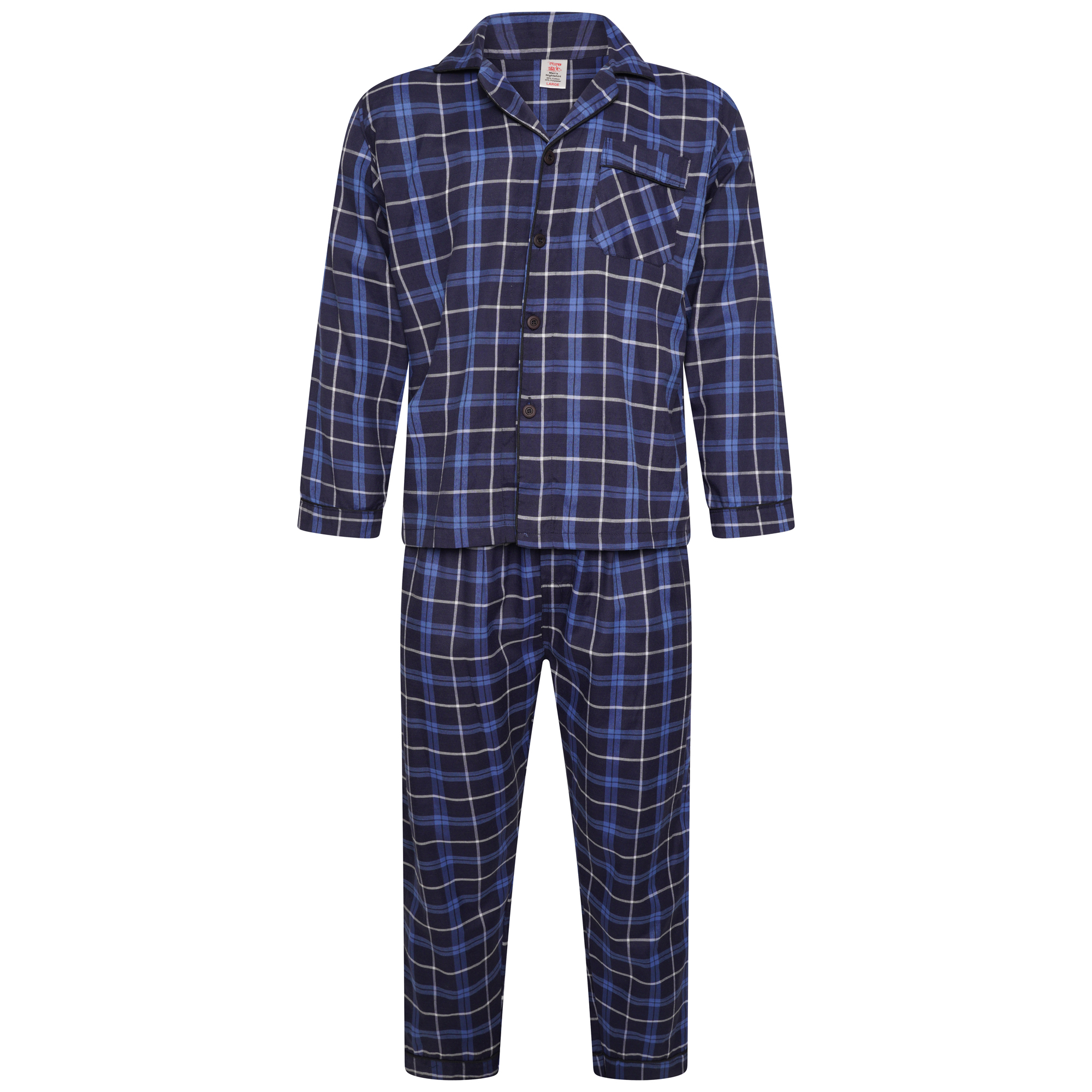 Nikaro Men's Traditional Check Pyjama Set Classic Fit Lightweight Button-Up Top