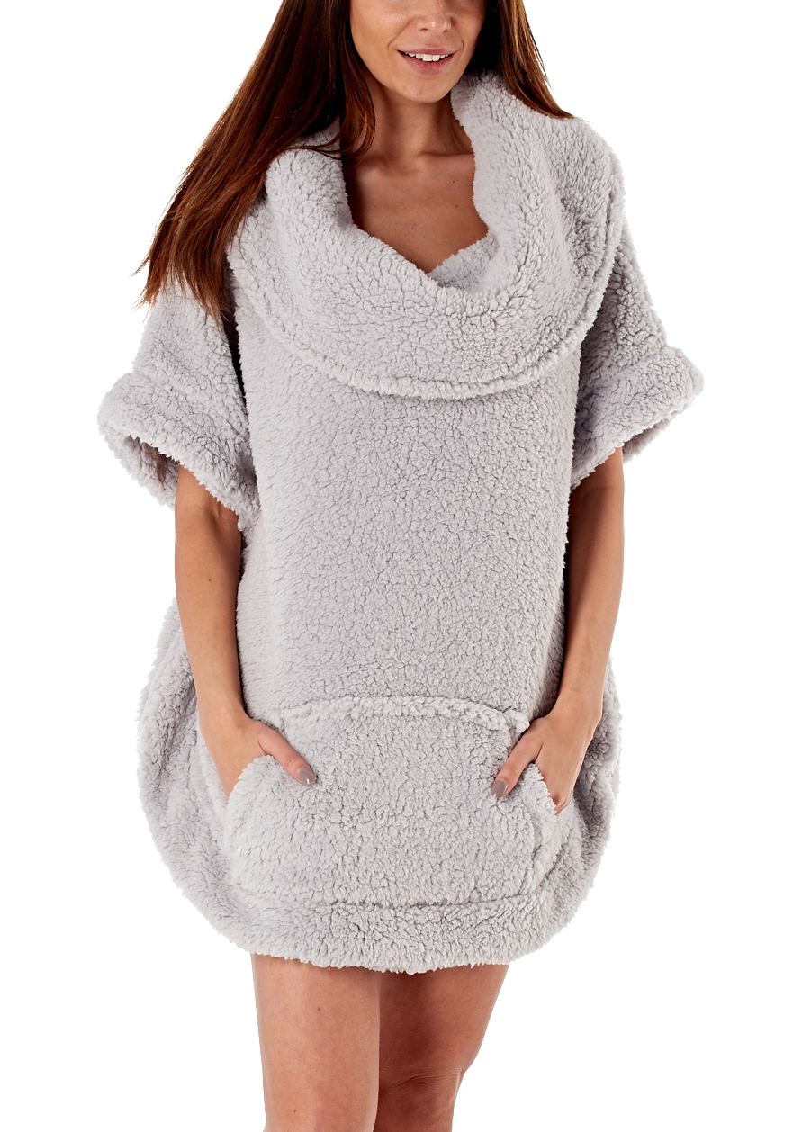i-Smalls Womens Snuggle Top with Bat Wing Sleeves Cowl Neck & Kangaroo Pocket