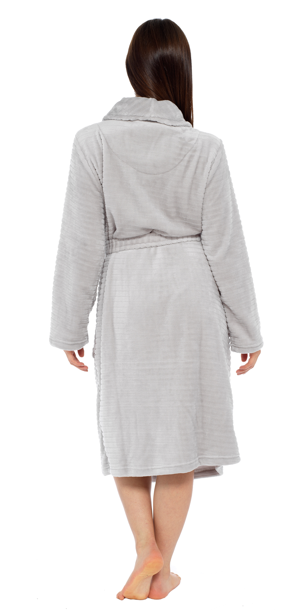 i-Smalls Ladies Stripe Embossed Fleece Gown with Lilac Eye Mask 8 to 22 - Picture 3 of 7