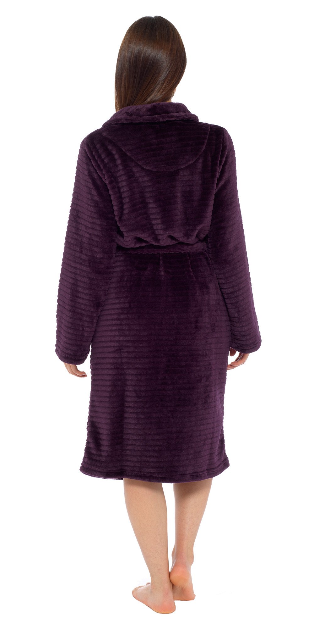 i-Smalls Ladies Stripe Embossed Fleece Gown with Lilac Eye Mask 8 to 22 - Picture 6 of 7