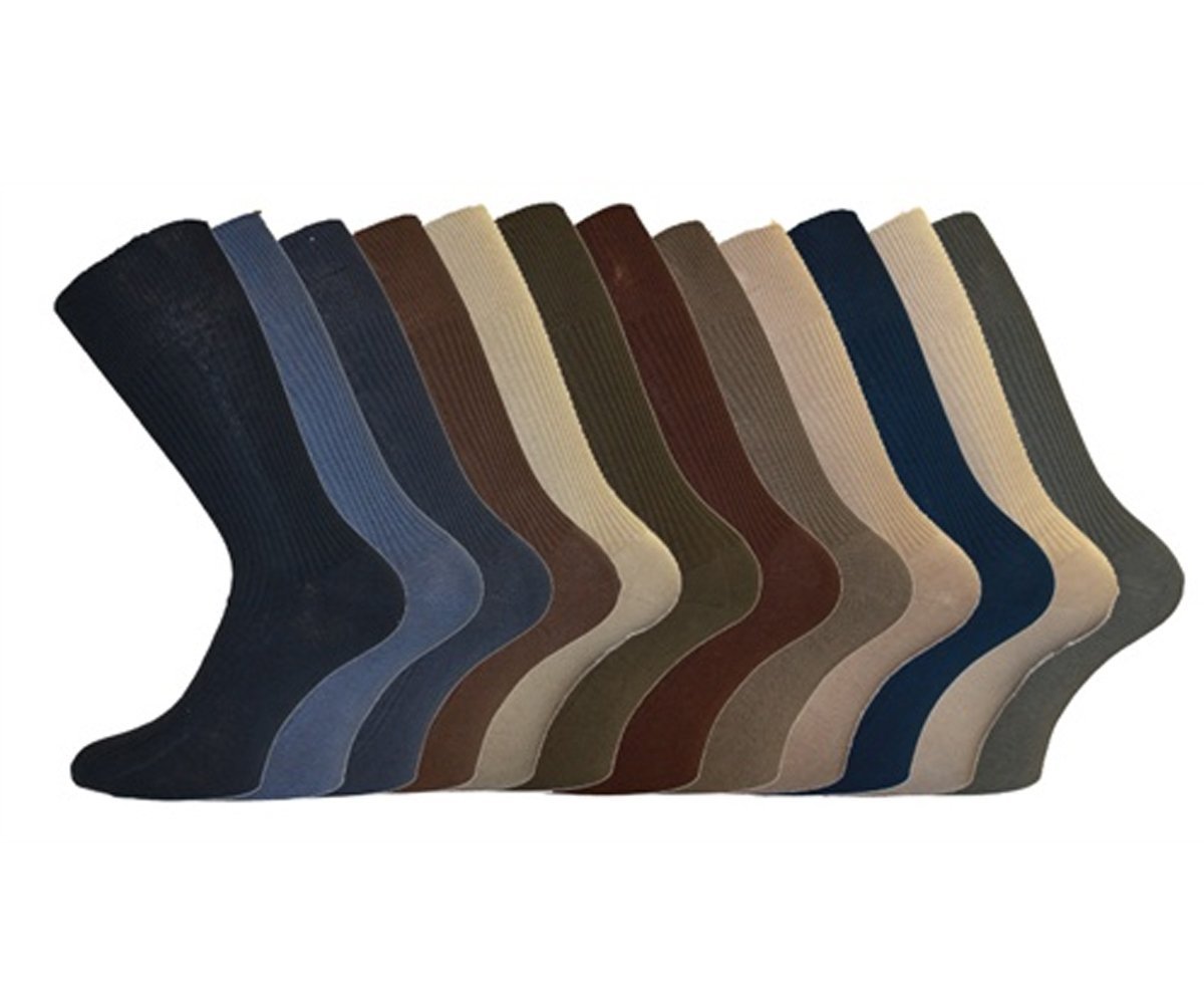 Mens Aler 6pk Cotton Ribbed Soft Loose Grip Top Casual Formal Business Socks 6pk