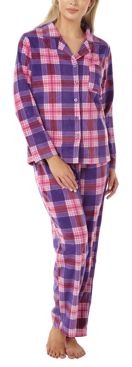 Nikaro Ladies Lovely Check Extremelly Soft Fleece Pyjama with Eye Mask