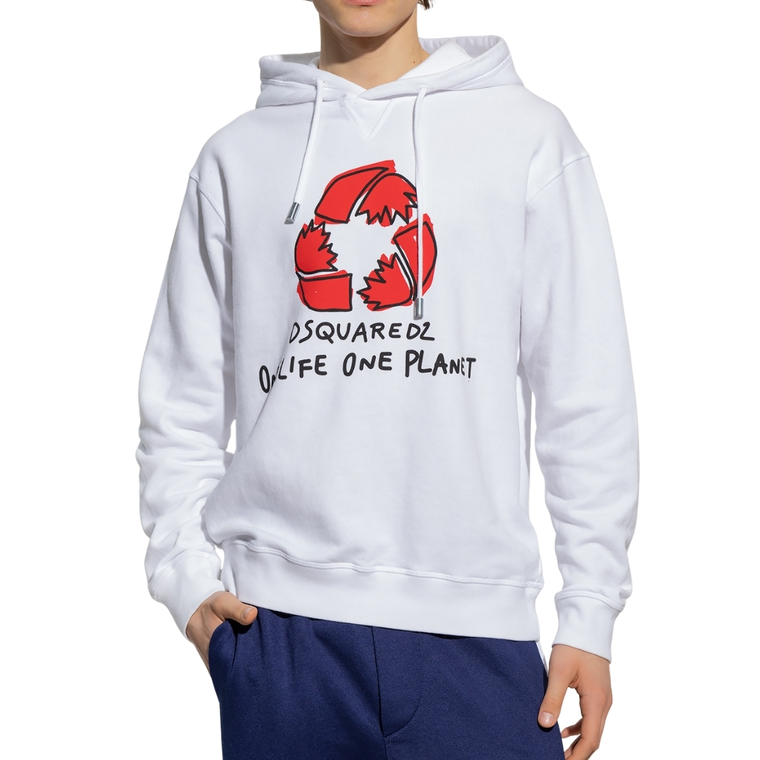 パーカー・フーディ D SQUARED2 White cotton One Life sweatshirt Dsquared2 One Life one Planet White Hoodie | eBay