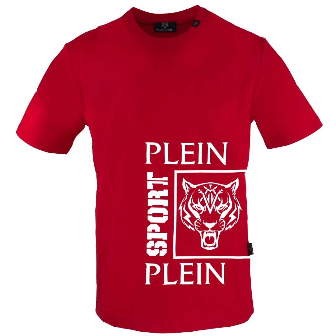 プレインスポーツスクエアブランドロゴレッドTシャツ Plein Sport Square Branded Logo Red T-Shirt | eBay
