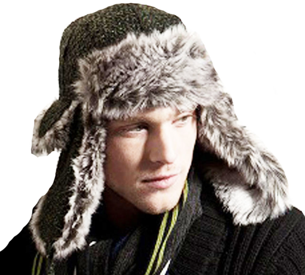 unisex albury boucle fur trimmed warm thermal winter trapper hat