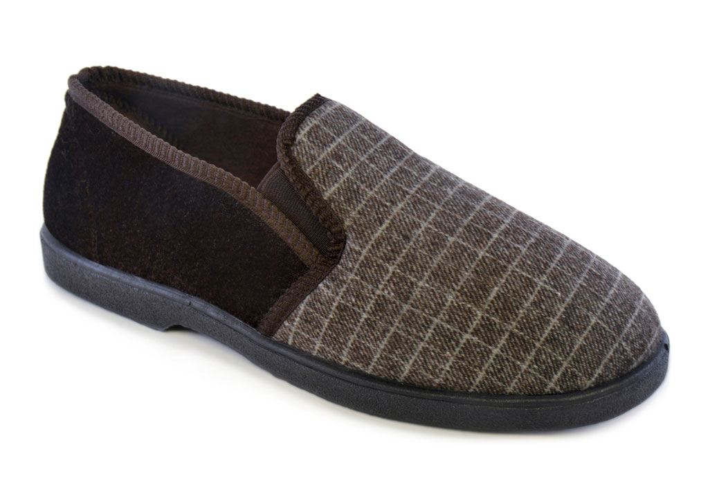 SlumberzzZ Hombre Check Design Fleece Lined Closed Slippers SlumberzzZ Fleece Hombre Check Design Fleece SlumberzzZ Lined Closed Slippers d73768