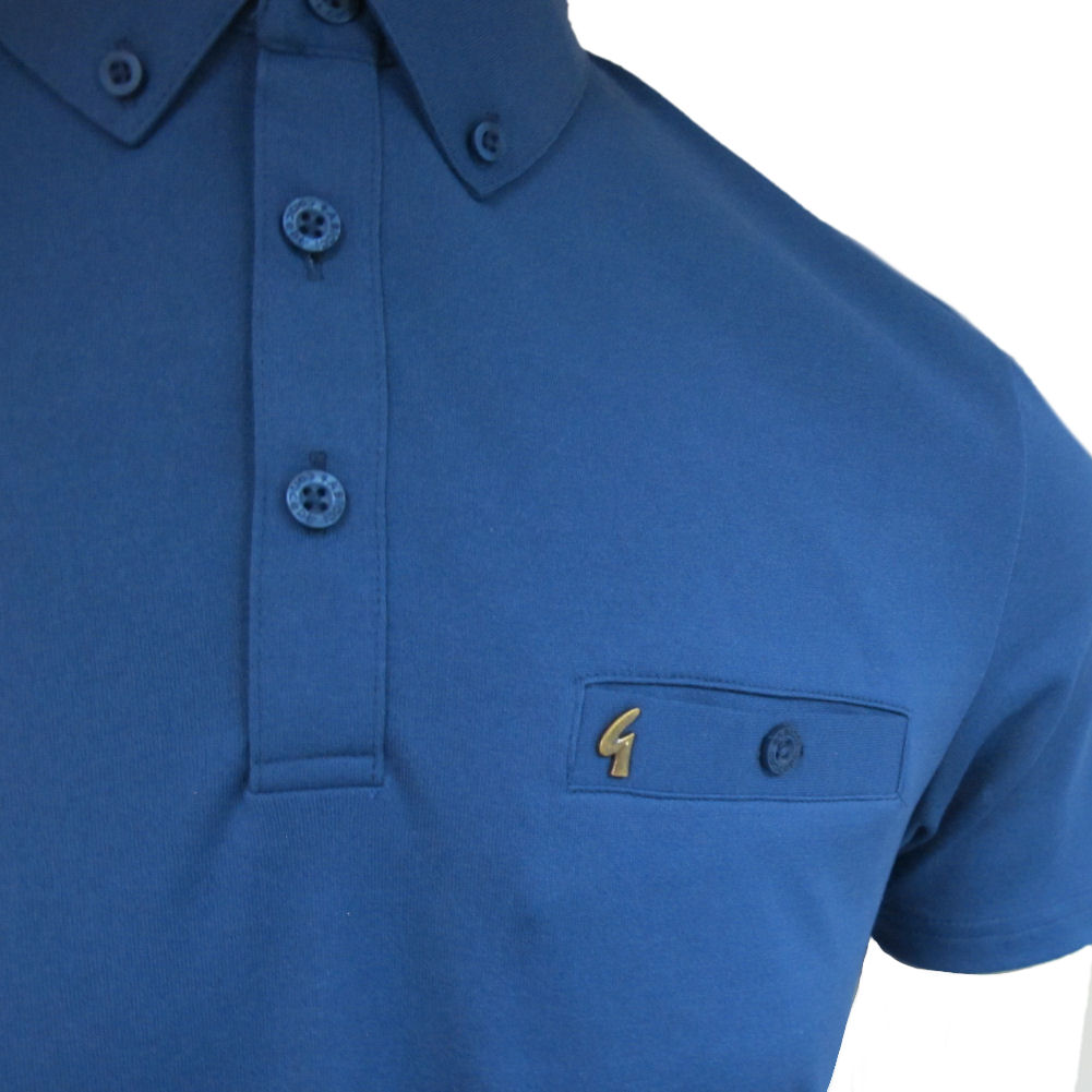 Mens Gabicci Vintage 60s Button Down Retro Polo Shirt