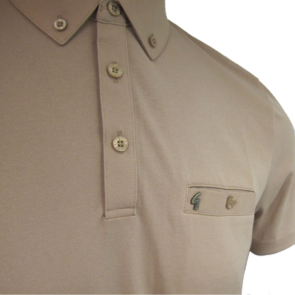 Mens Gabicci Vintage 60s Button Down Retro Polo Shirt