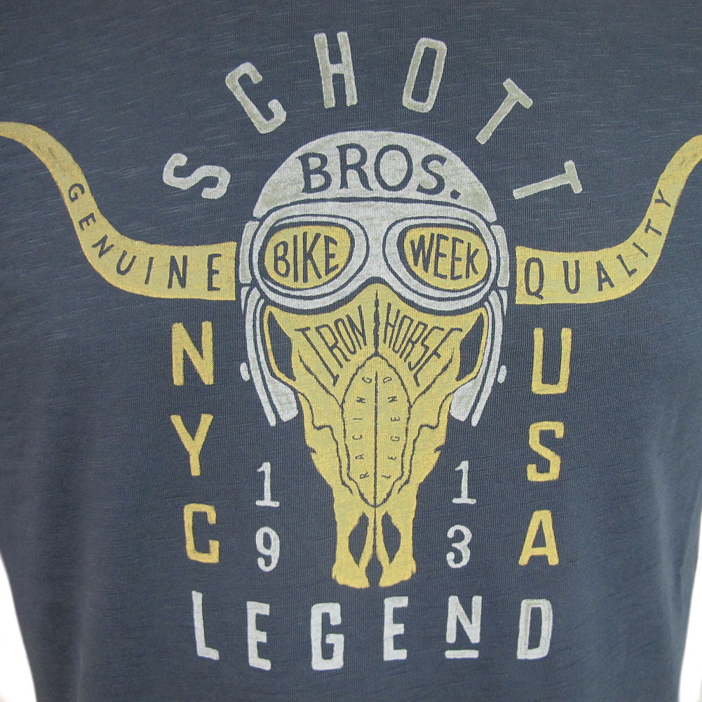 Mens Schott NYC TSBRADY Retro Biker Skull Legend T-Shirt
