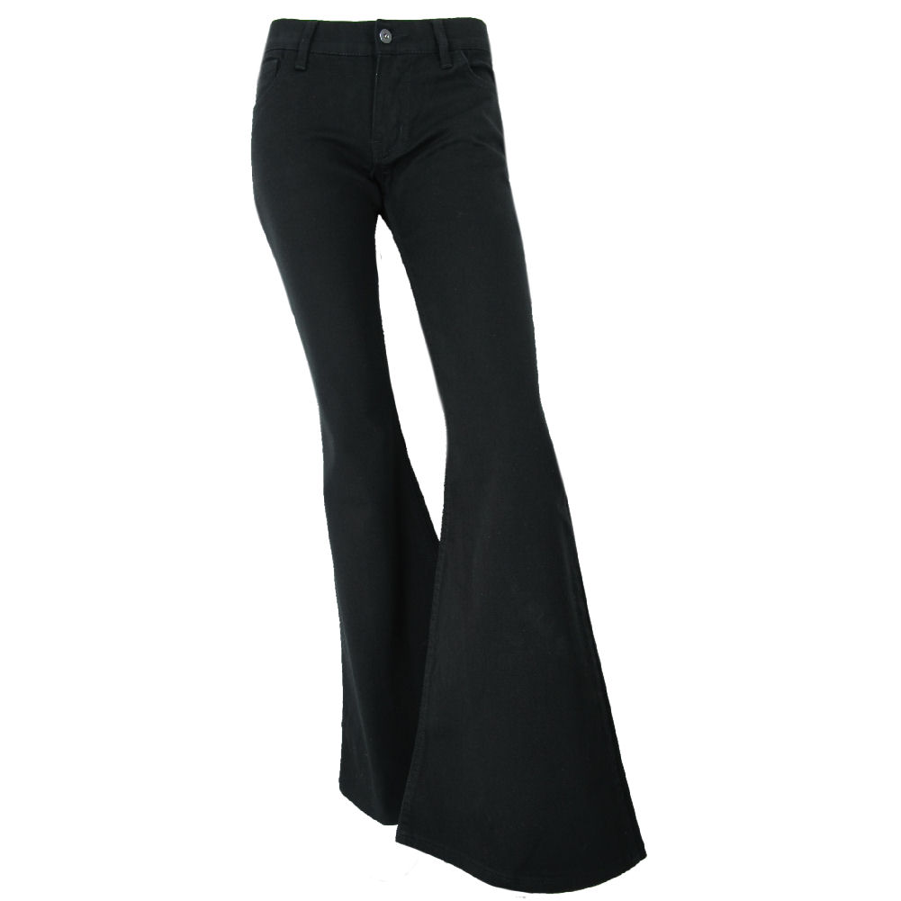 Womens Fans London 60s 70s 26" Flare Bell Bottom Stretch Black Jeans Made In UK Womens Fans London 60s 70s 26" Flare Bell Bottom Stretch Black Jeans Made In UK