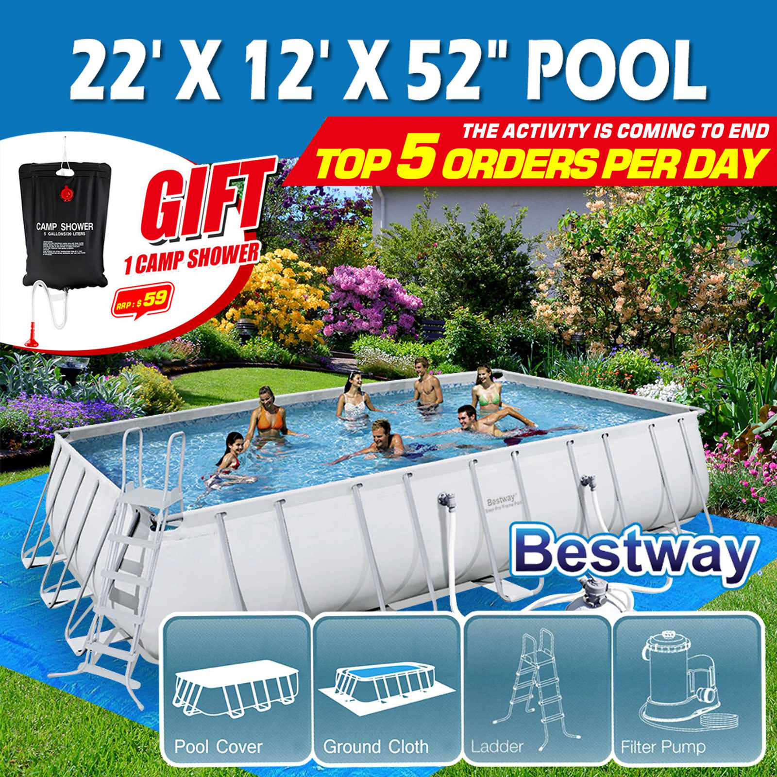 Bestway Above Ground Swimming Pool Steel Pro Frame Sand Filter Pump