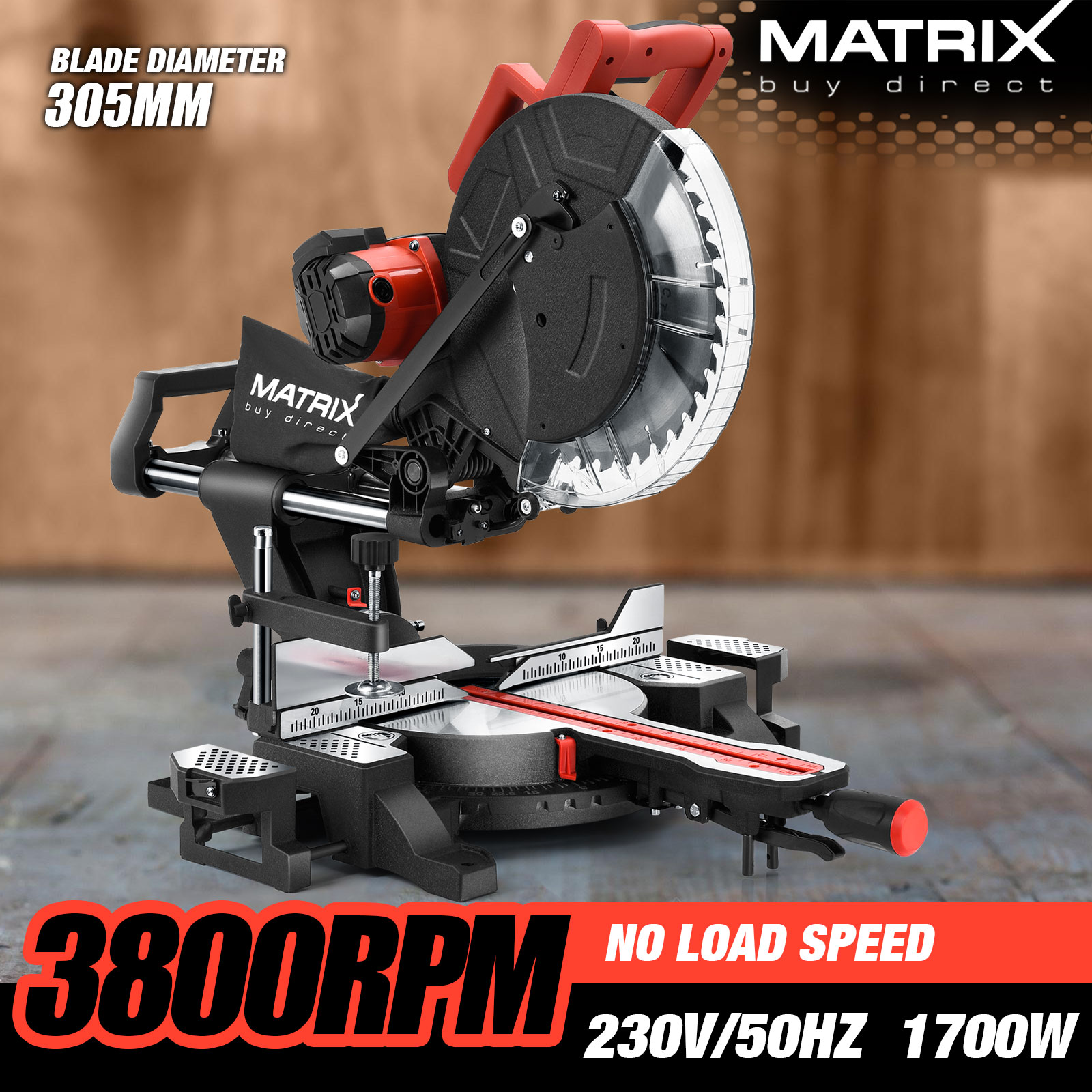 New Matrix 305MM 12" Sliding Compound Mitre Saw Belt Driven Drop Saw Cut Off Saw eBay