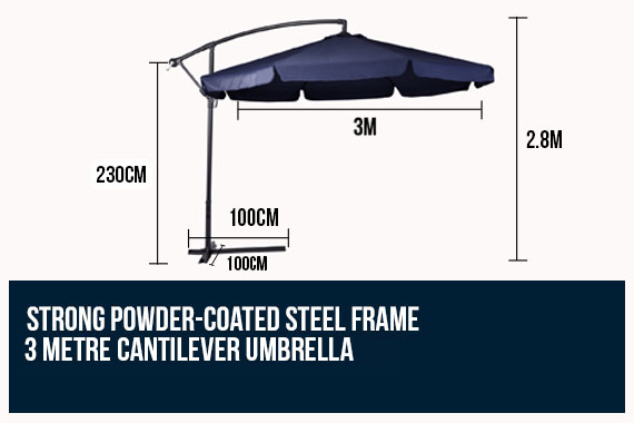 3m Perfect Oasis Garden Umbrella Cantilever Outdoor Shade 3m Perfect Oasis Garden Umbrella Cantilever Outdoor Shade
