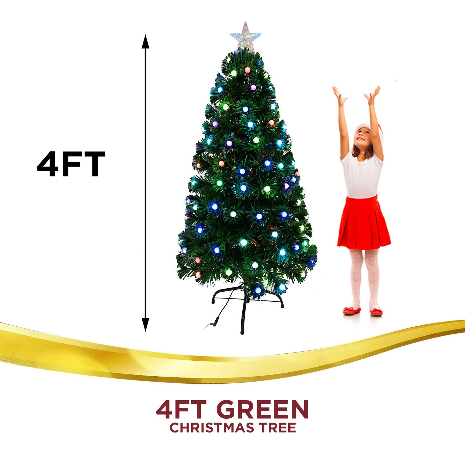 [20OFF]1.2m 4FT LED Green Christmas Tree Lights Multi Xmas Home Party