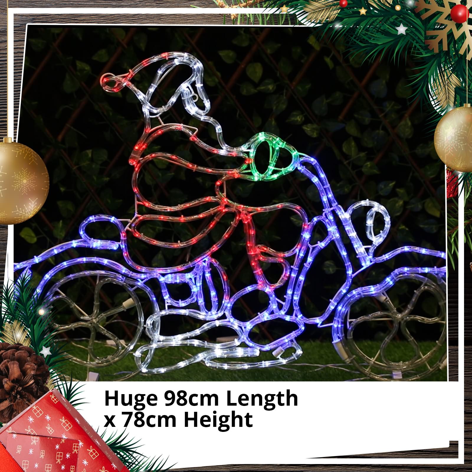 Outdoor Christmas Lights LED Santa Motorbike Super Stunning Bright