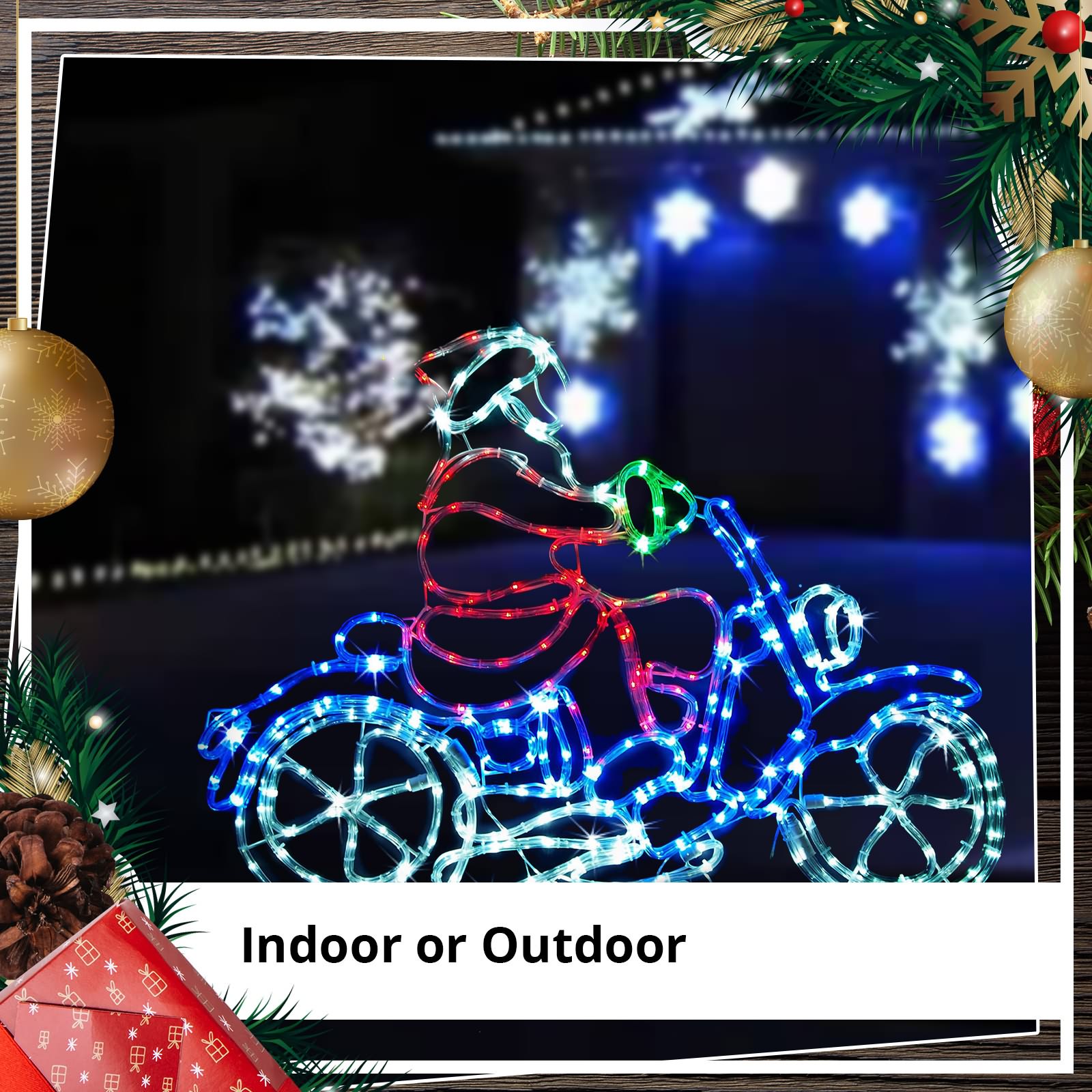 Outdoor Christmas Lights LED Santa Motorbike Super Stunning Bright