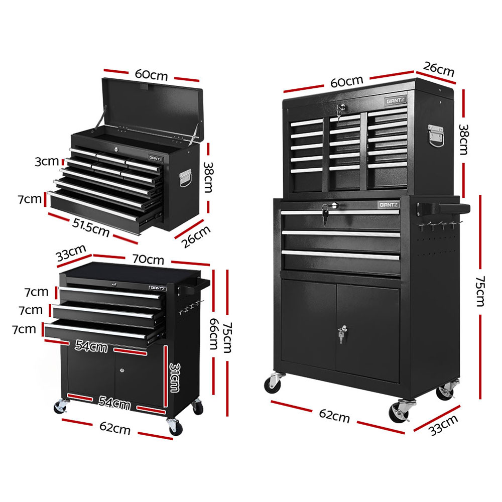 Giantz 3-17 Drawers Tool Box Chest Cabinet Trolley Toolbox Garage Storage Boxes - Picture 13 of 88