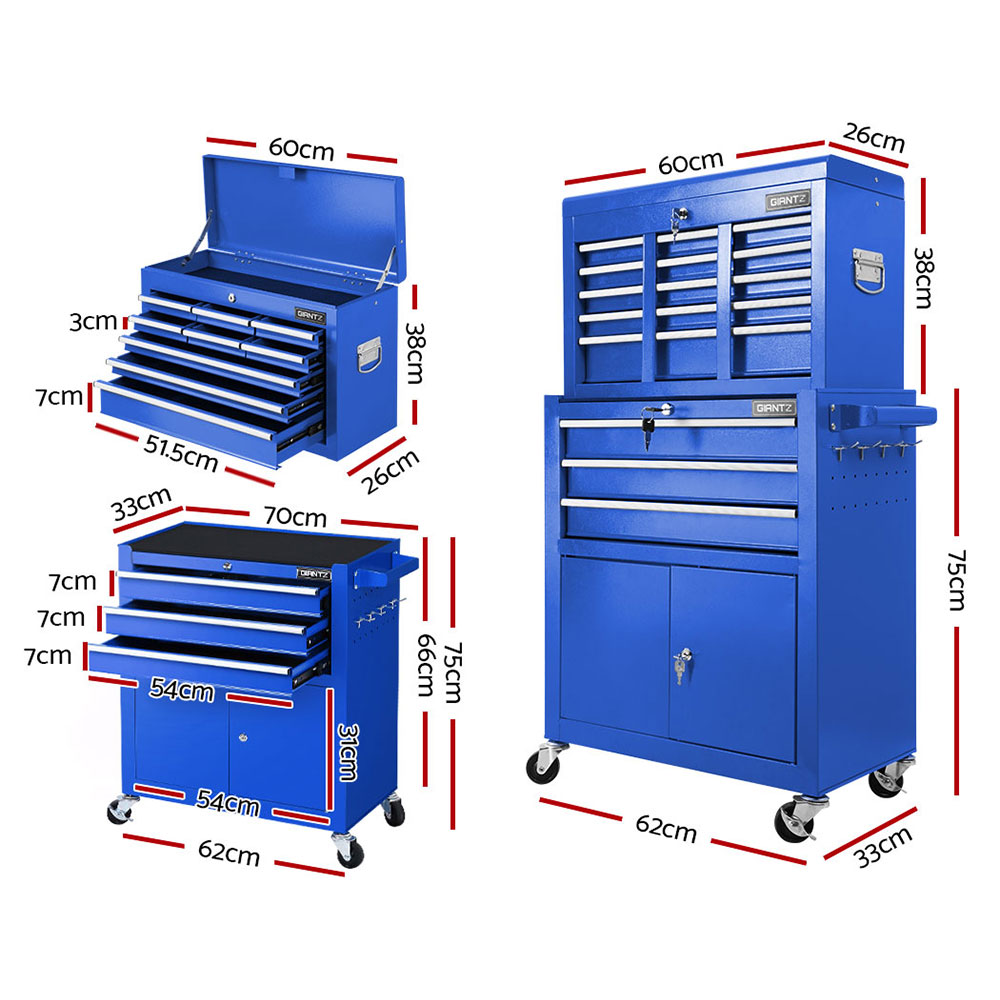 Giantz 3-17 Drawers Tool Box Chest Cabinet Trolley Toolbox Garage Storage Boxes - Picture 48 of 88