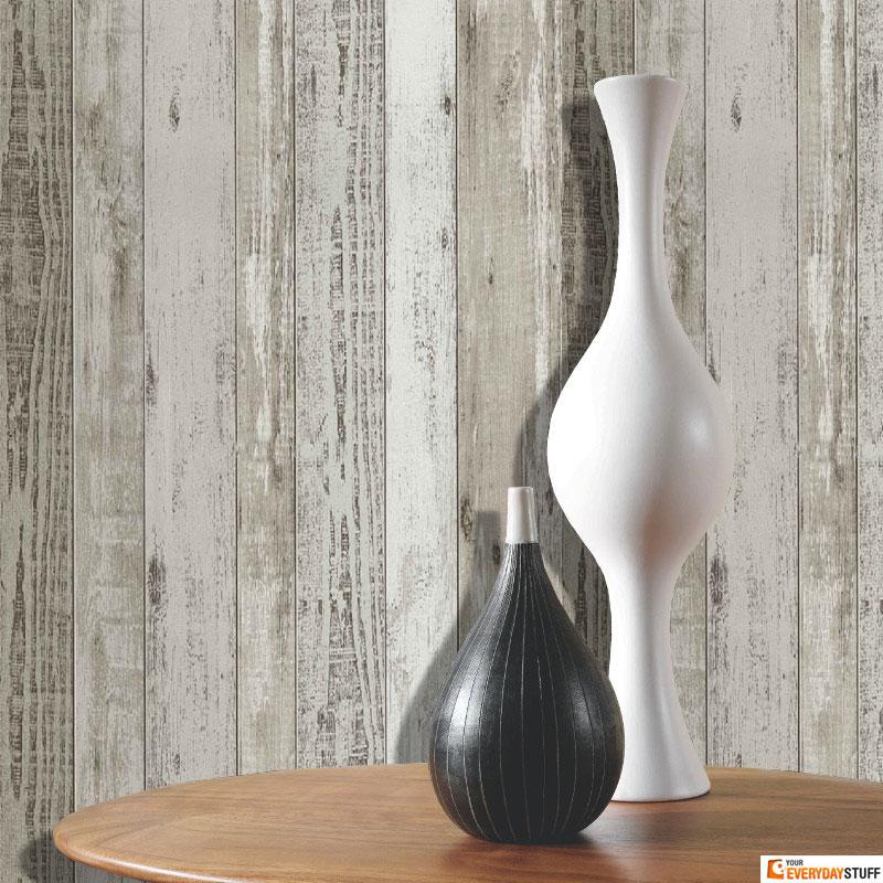 Wood Effect Wallpaper Distressed Grain Wooden Realistic Pannels Vinyl P