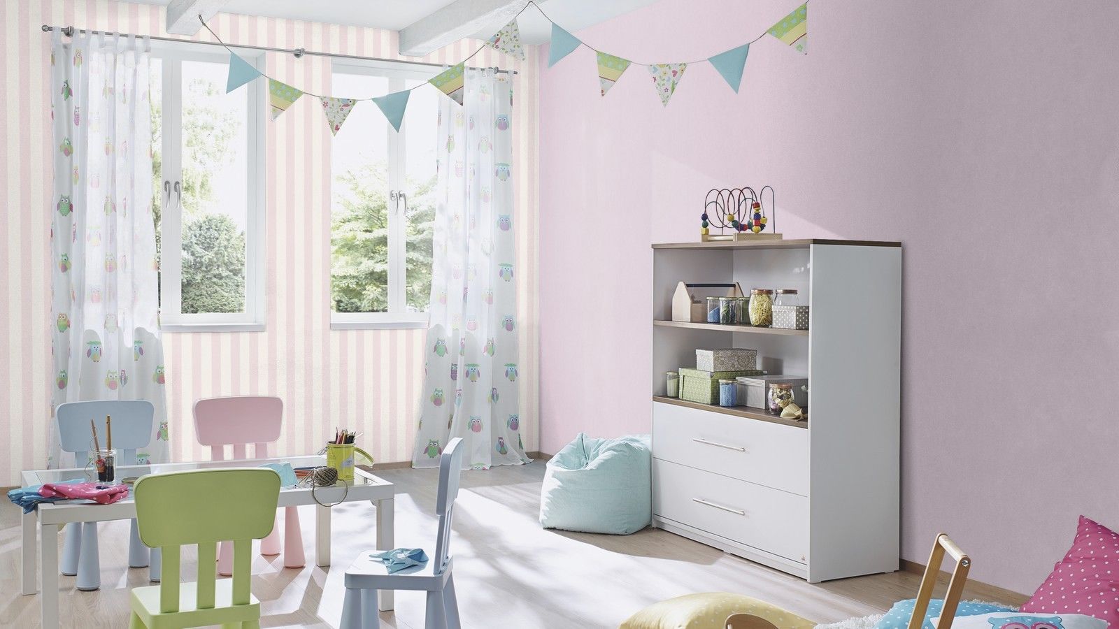 NEW RASCH PINK WHITE STRIPE CHILDRENS WALLPAPER 246018
