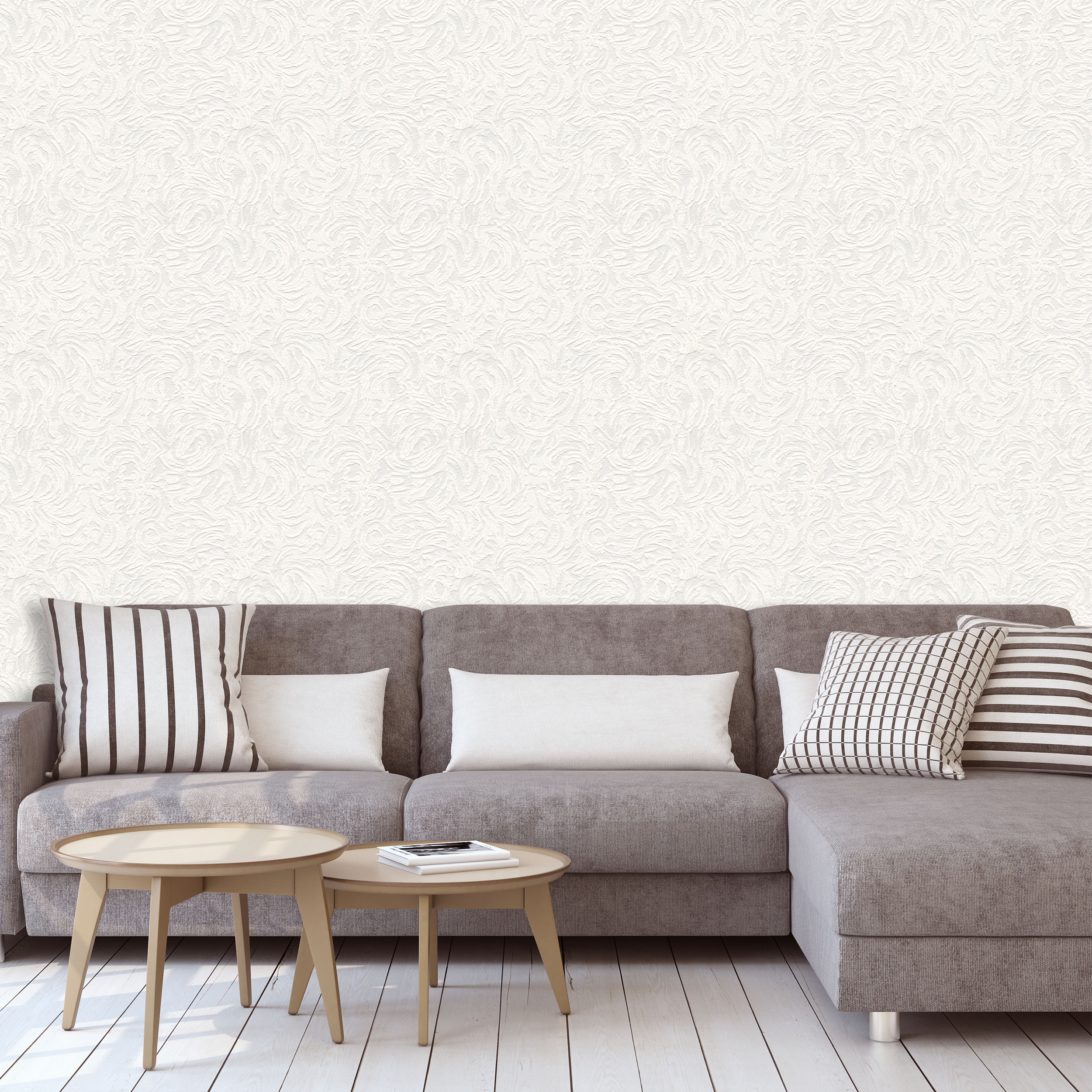 Richmond White Paintable Wallpaper Blown Vinyl Textured Embossed