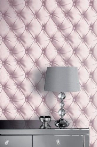 Arthouse Desire Chesterfield Cuir Papier Peint Effet Métallique Fard Argent