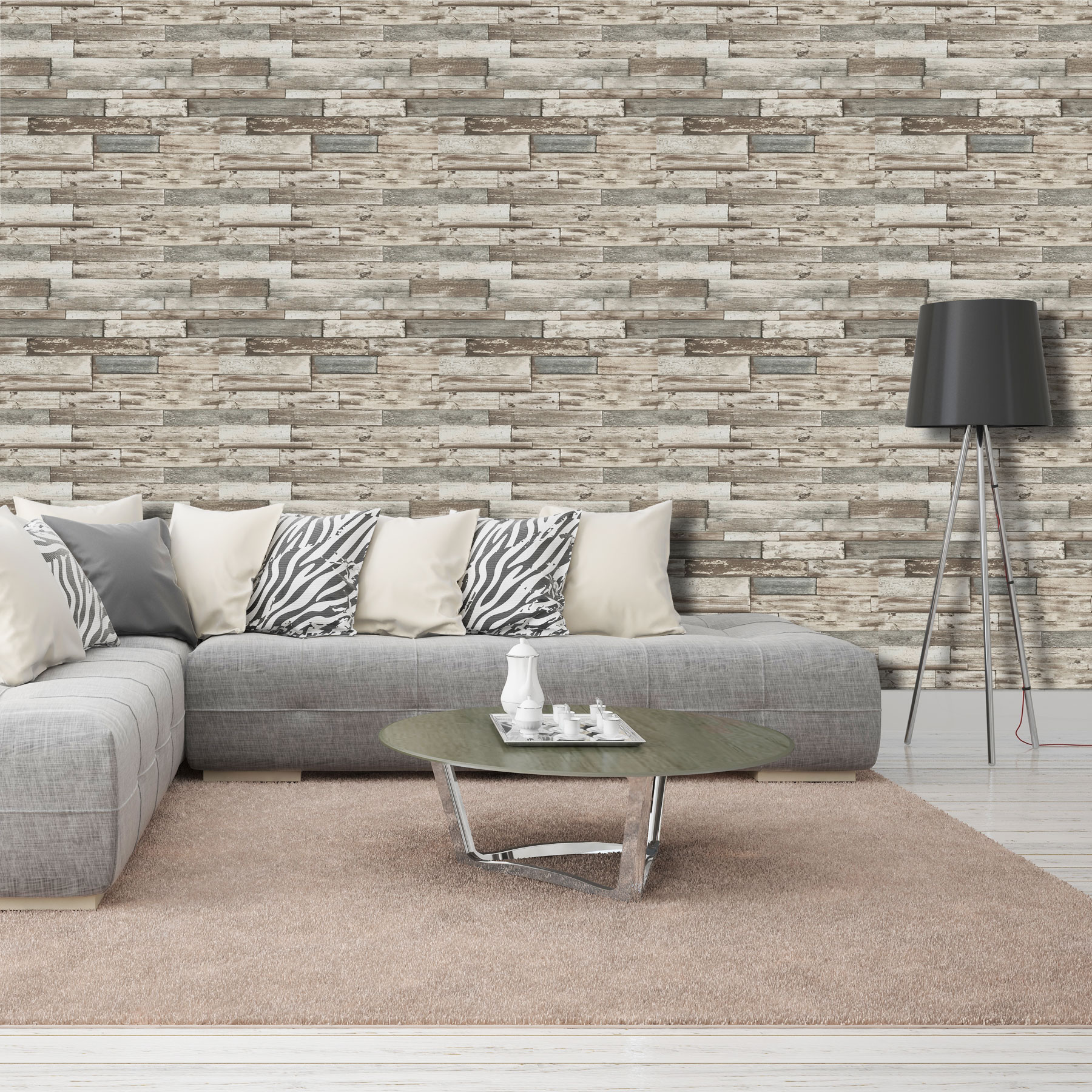 Wood Weathered Effect Wallpaper Wooden Panel Board Faux Life Like Grey