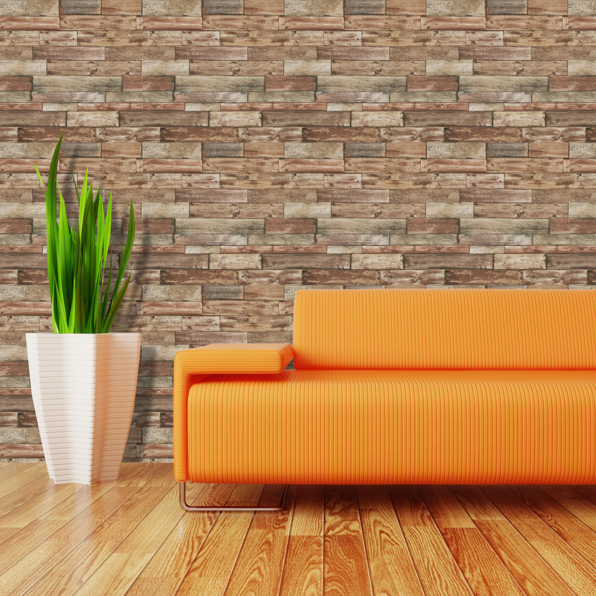 Weathered Wood Effect Wallpaper Faux Wooden Panels Planks Realistic