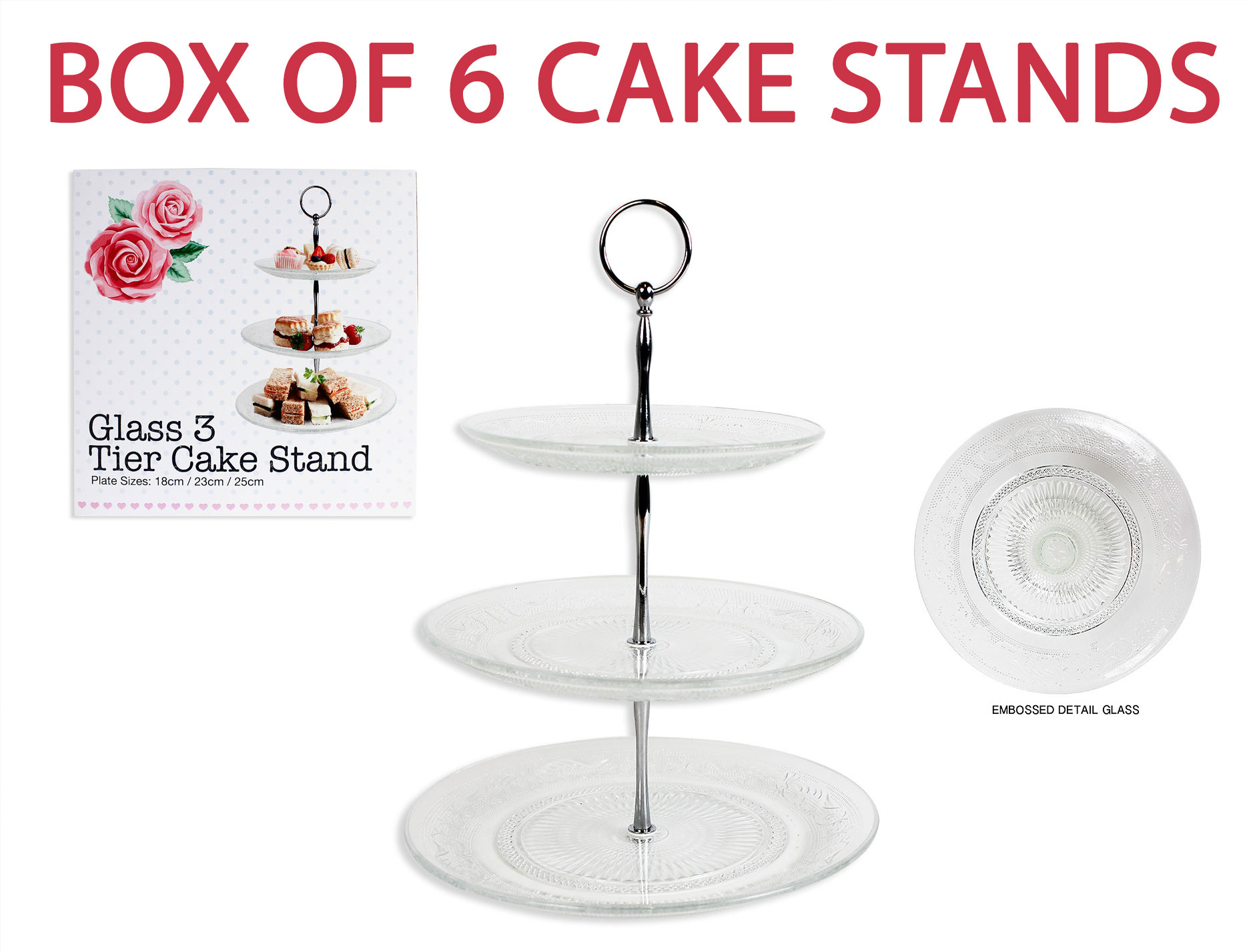3 Tier Cake Stand Afternoon Tea Wedding Plates Home Party Tableware Embosse