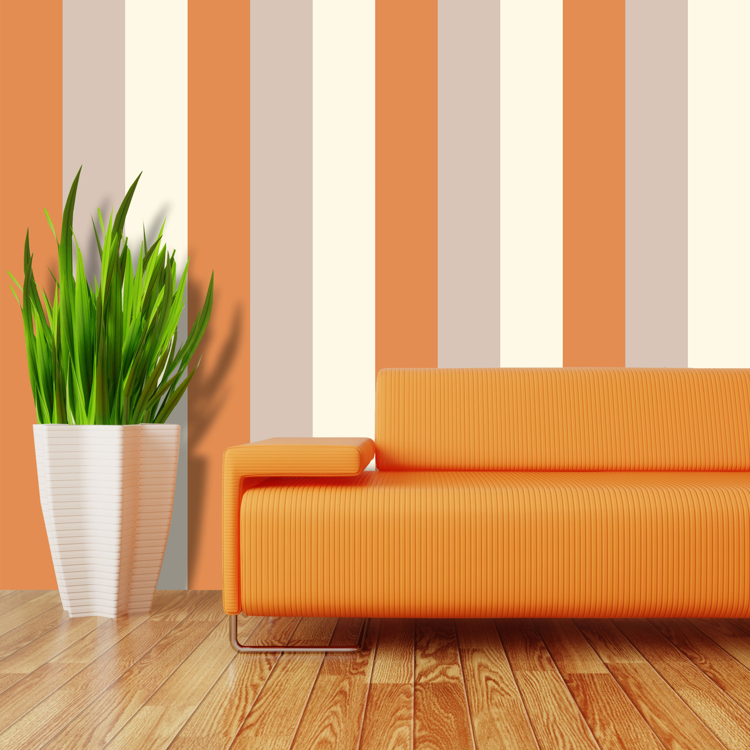 Stripe Wallpaper Orange Mocha Cream Textured Vertical Or Horizontal