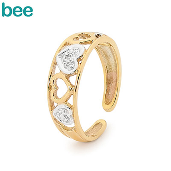 Diamond 9ct 9k Solid Yellow Gold ADJUSTABLE heart Toe Ring eBay