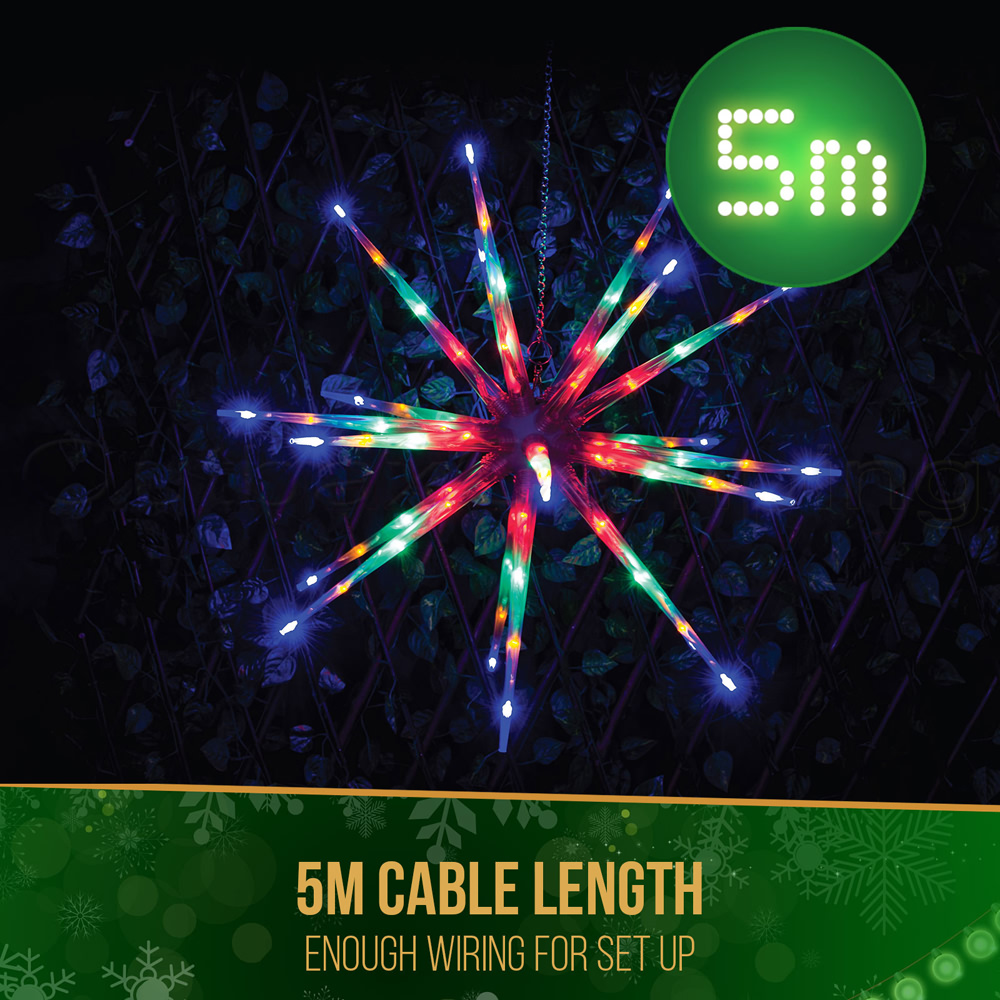 80 LED Meteor Star Light Multi Colour Flashing Christmas Lights Indoor