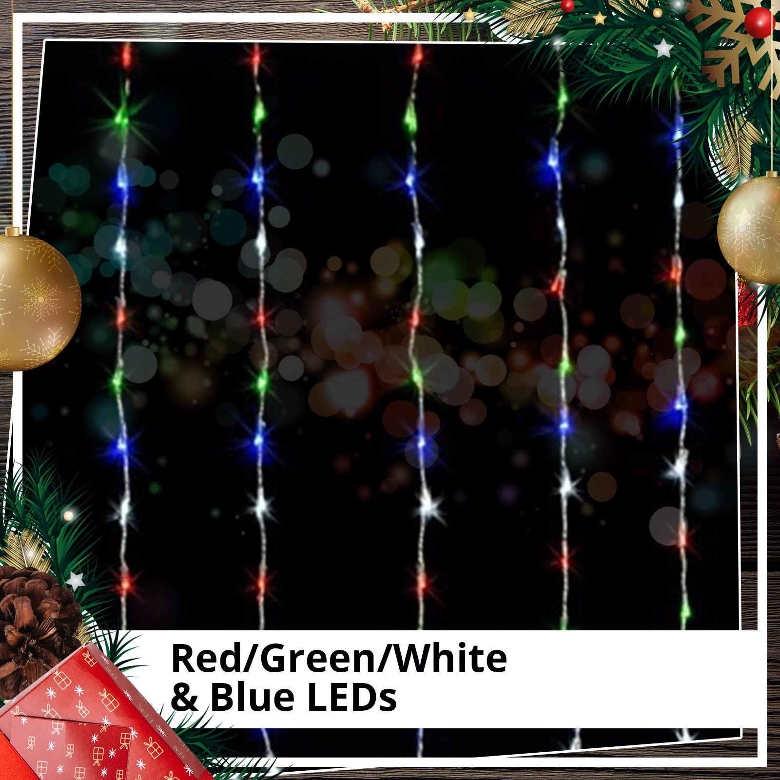 Christmas LED Cascading Curtain Lights 240 pcs Flashing Effects