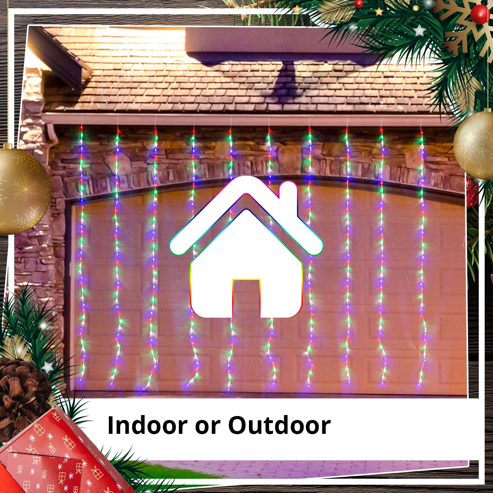 Christmas LED Cascading Curtain Lights 240 pcs Flashing Effects