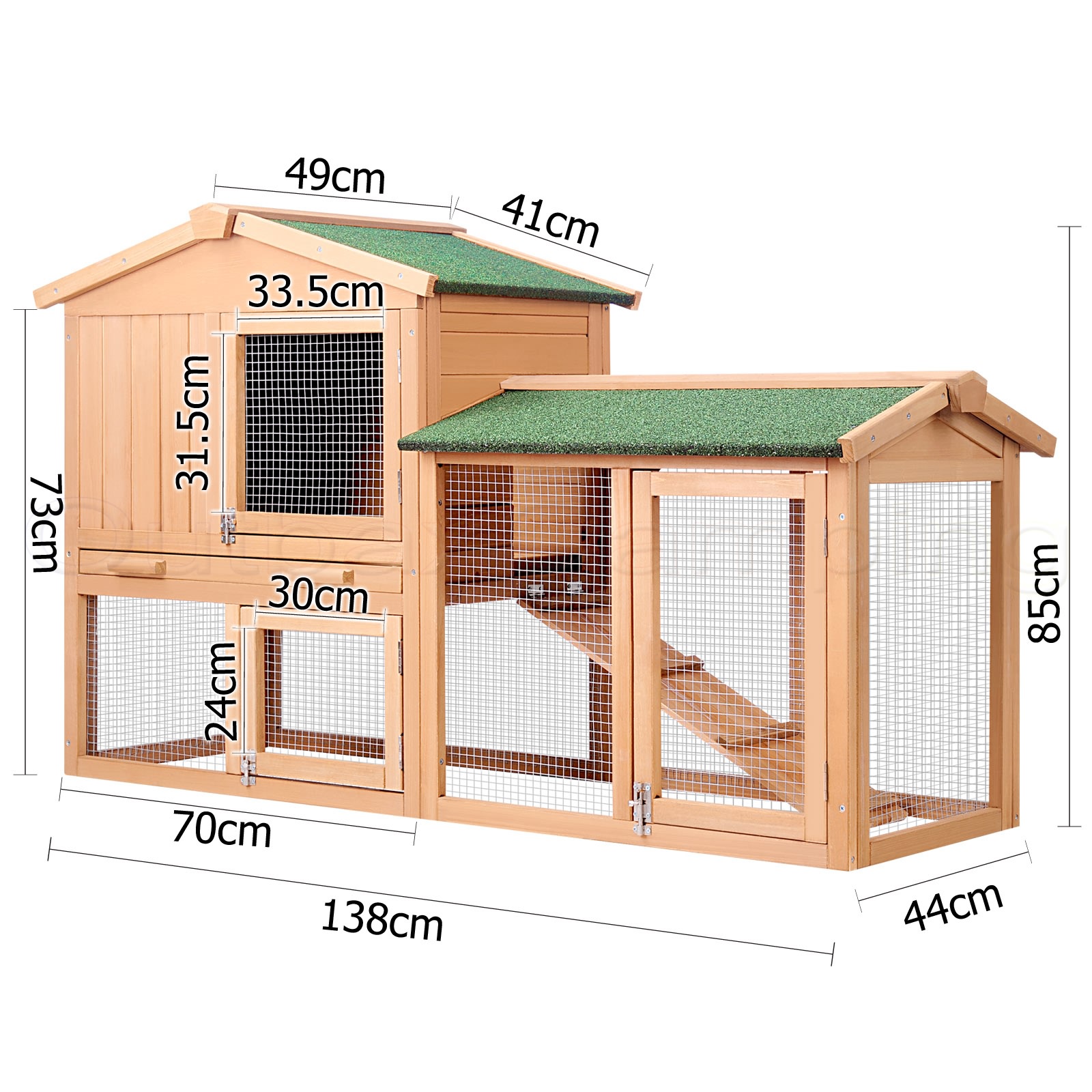 Rabbit Hutch Chicken Coop Cage Guinea Pig Ferret House w 