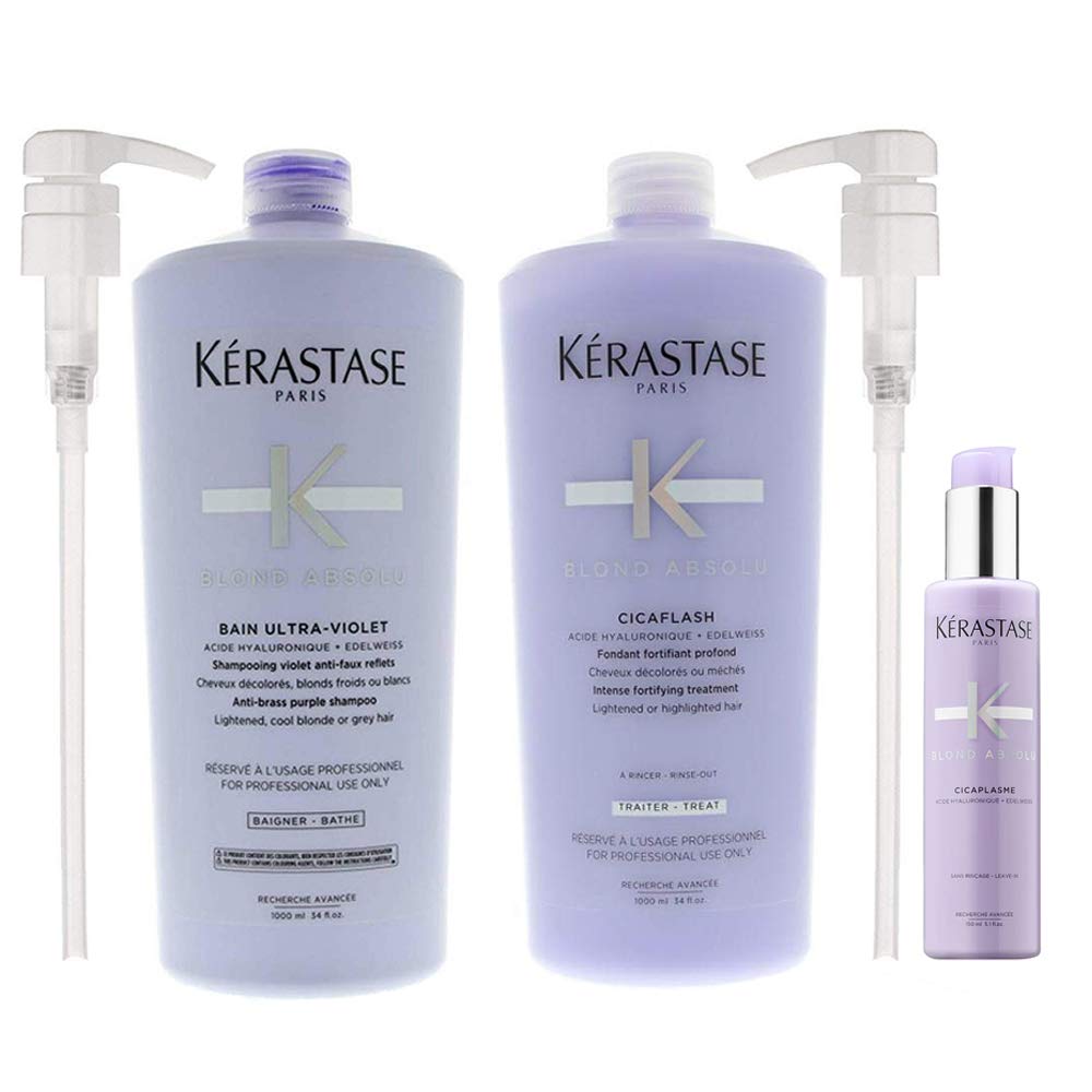 Kerastase Bain UltraViolet Shampoo & Cicaflash 34 oz, Pumps & Cicaplasme 5.1oz eBay