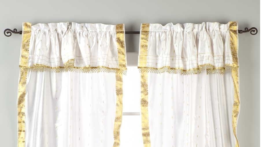 2 Paneele 2 Raffbänder - Zigeunerstange Taschenvorhänge mit Perlen Volant - Bild 15 von 21