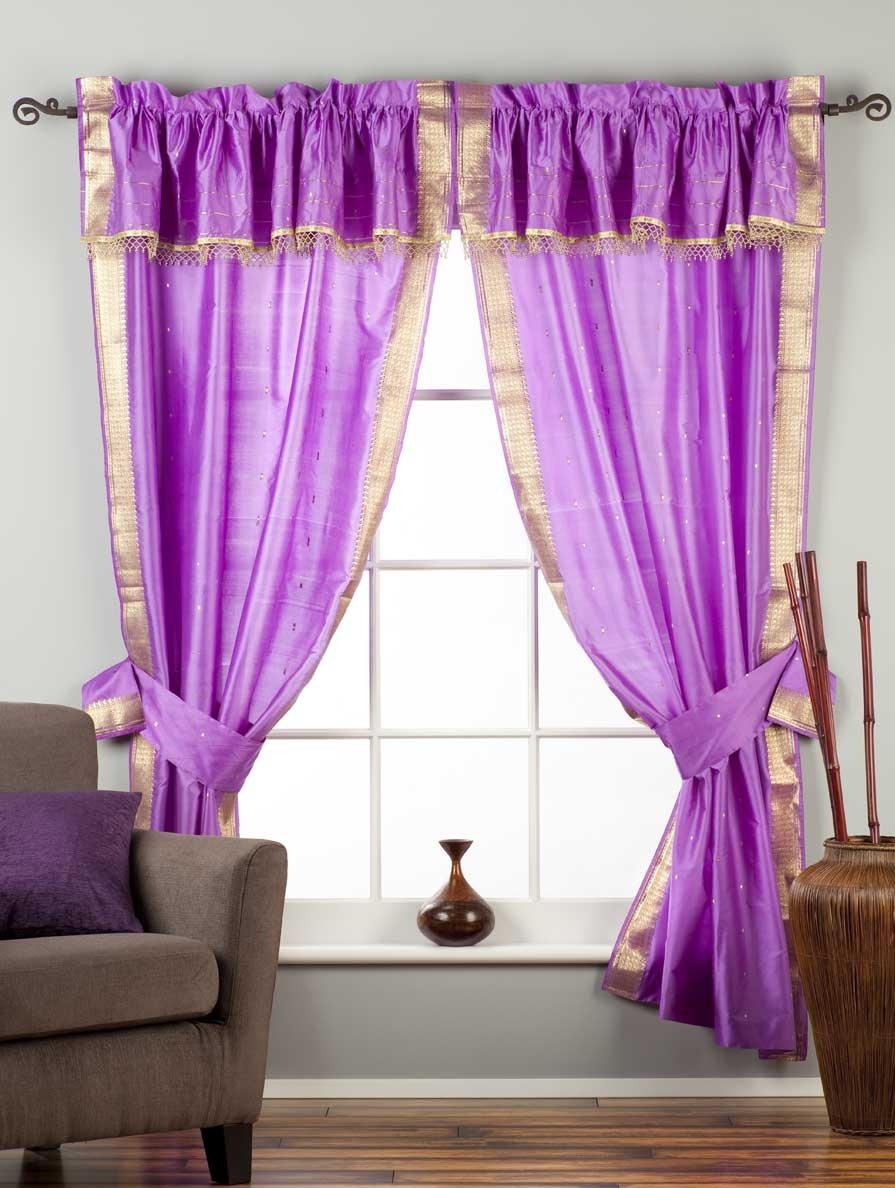 2 Paneele 2 Raffbänder - Zigeunerstange Taschenvorhänge mit Perlen Volant - Bild 7 von 21