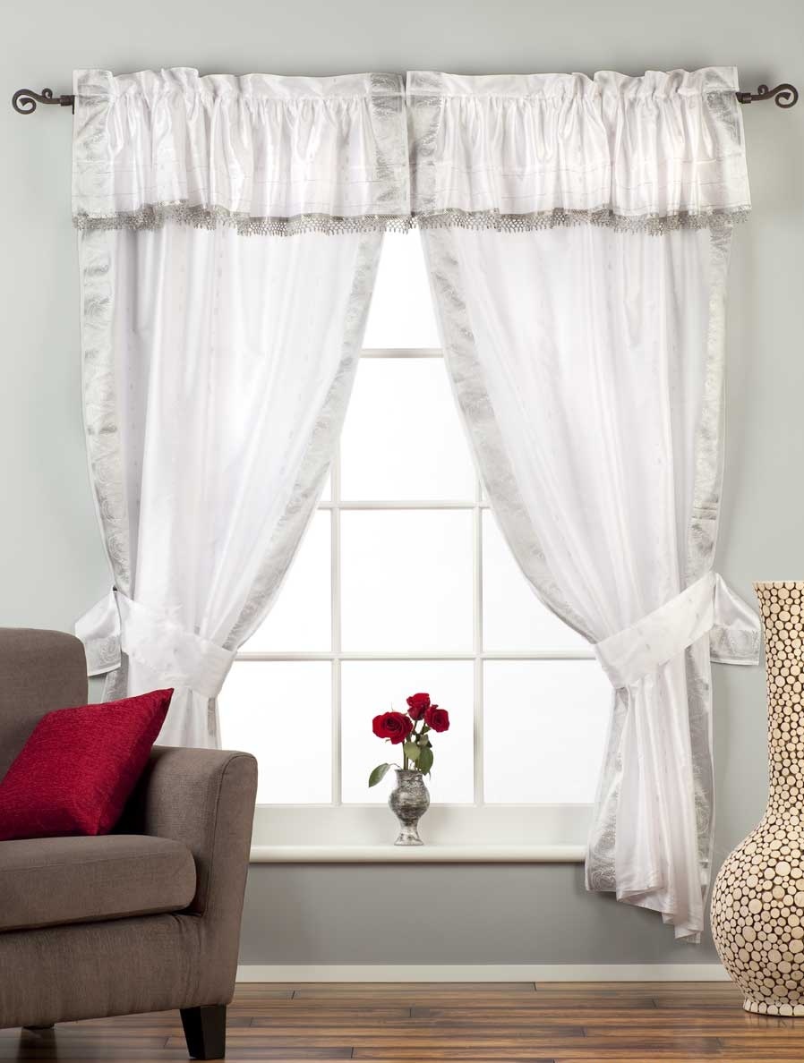 2 Paneele 2 Raffbänder - Zigeunerstange Taschenvorhänge mit Perlen Volant - Bild 16 von 21