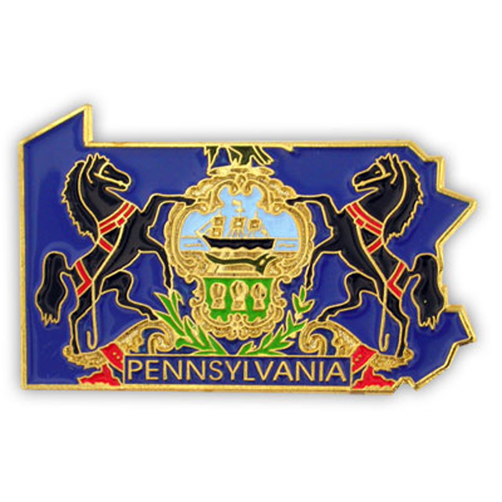 PinMart State Shape of Illinois and Illinois Flag Lapel Pin