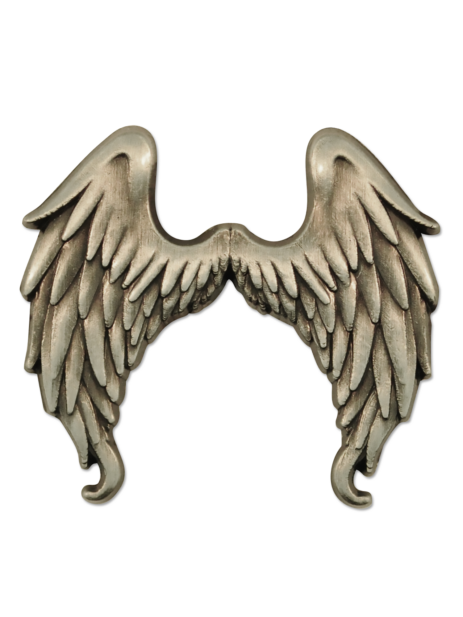 PinMart Antique Nickel Heart with Angel Wings Enamel Lapel Pin
