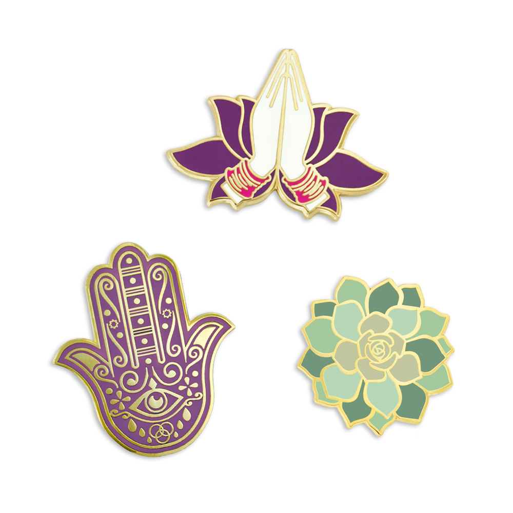 PinMart Green Succulent Flower Plant Trendy Enamel Lapel Pin